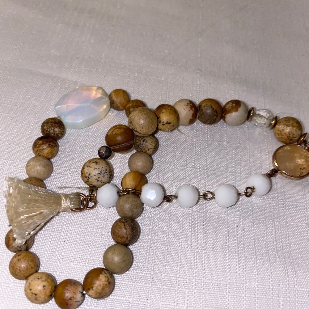 🤎🤍💜Wood Opal Beaded Stretchy Calming Bracelets